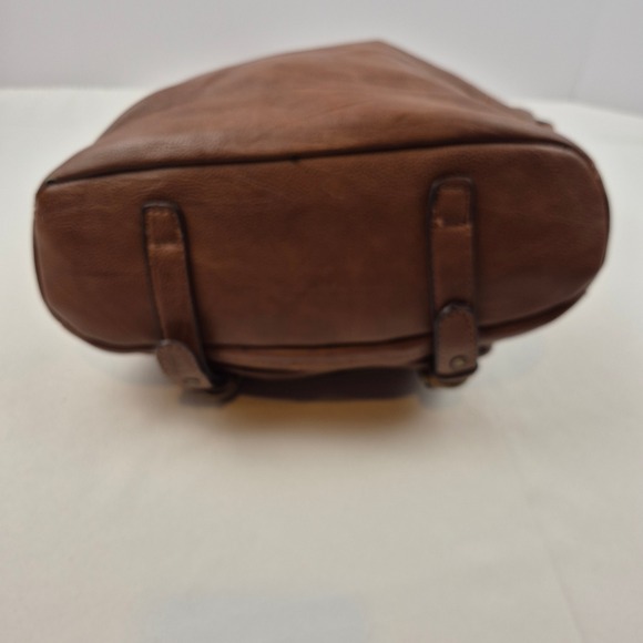 Clarks Brown Faux Leather Shoulder Bag Purse Leopard Lining Multi Pocket Satchel - Picture 10 of 16